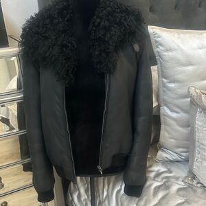 GUCCI LEATHER and SHEARLING BOMBER JACKET